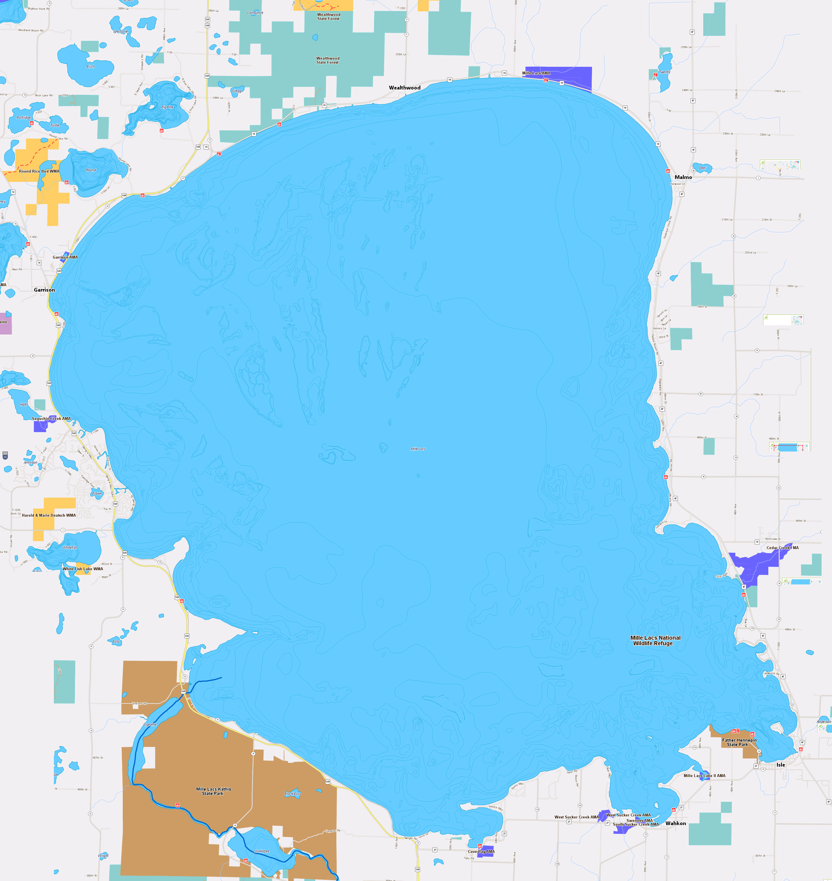 Map of Mille Lacs Lake